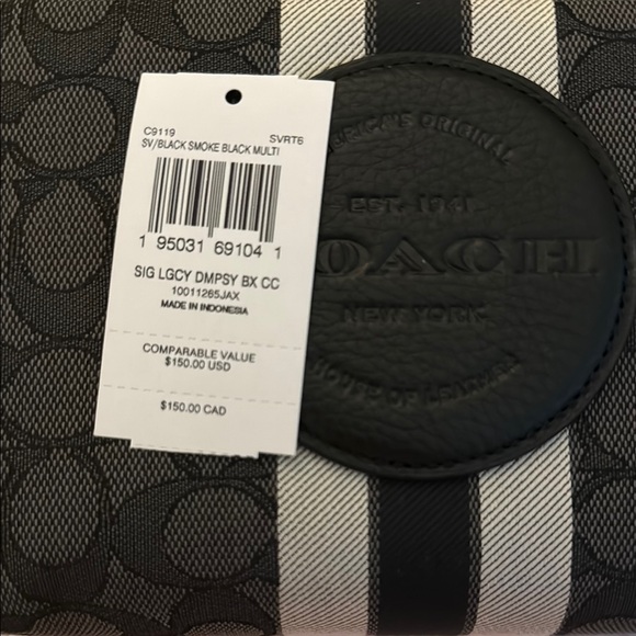 coach signature Lacey Dempsey box cosmetic case black smoke black multi C9119 - Picture 1 of 7